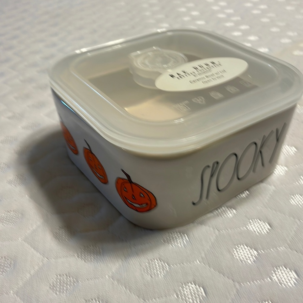 Rae Dunn White and Orange 'Spooky' Container